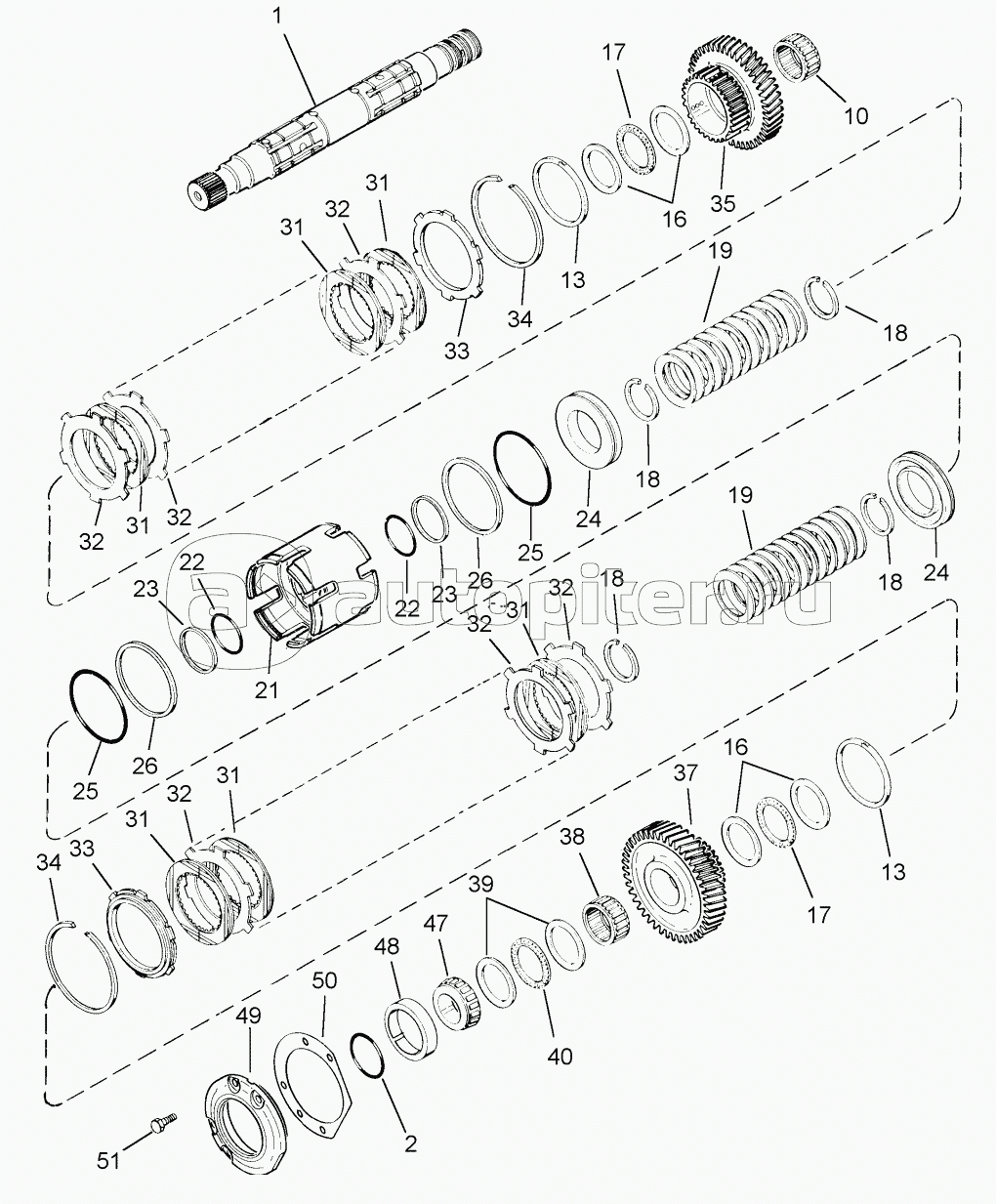 SPEED TRANSMISSION - OUTPUT SHAFT REAR CLUTCH, TRANSMISSION BSN AJB0361241