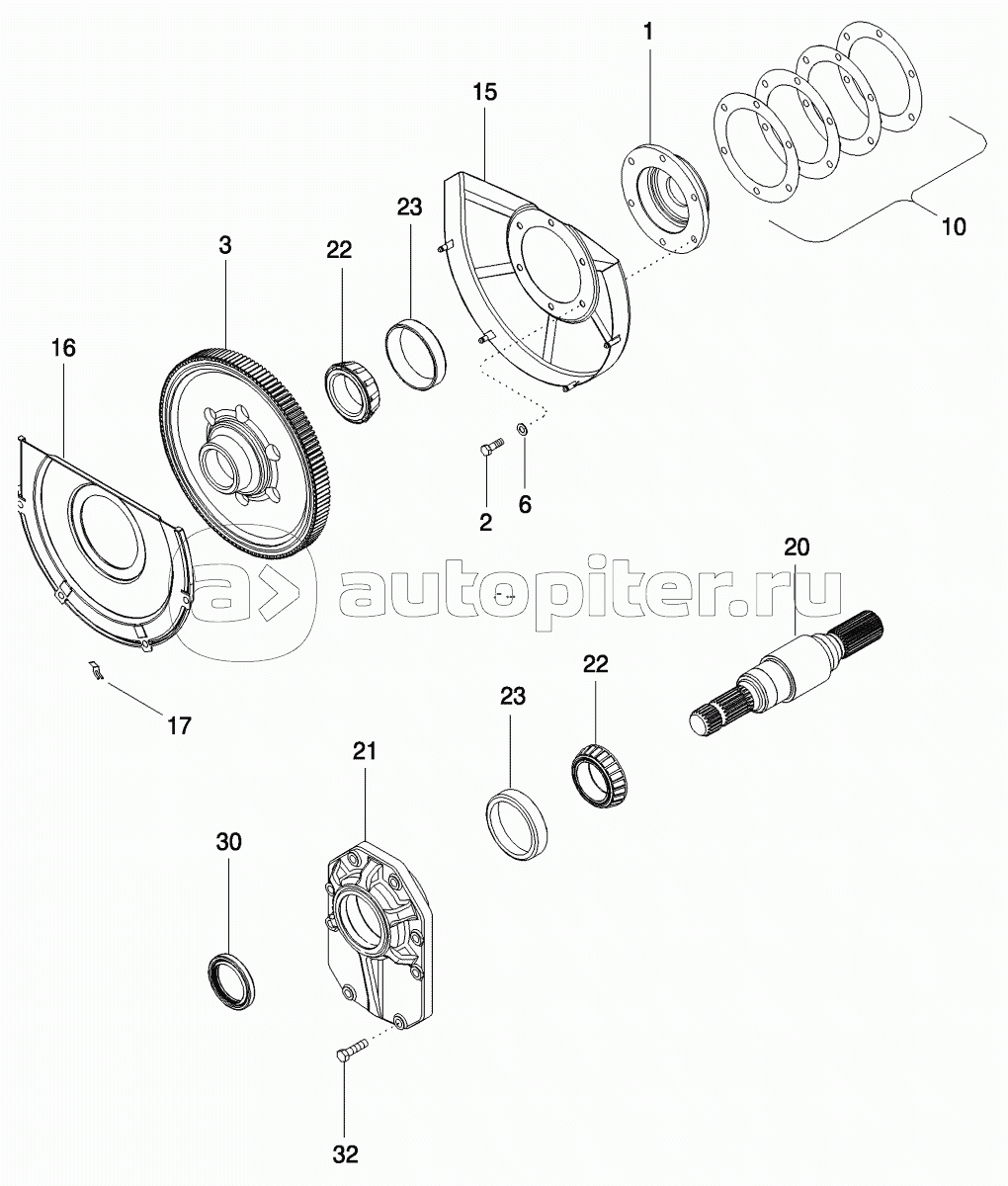 POWER TAKE OFF ASSEMBLY - OUTPUT SHAFT, SINGLE SPEED - TRANSMISSION BSN AJB0356850