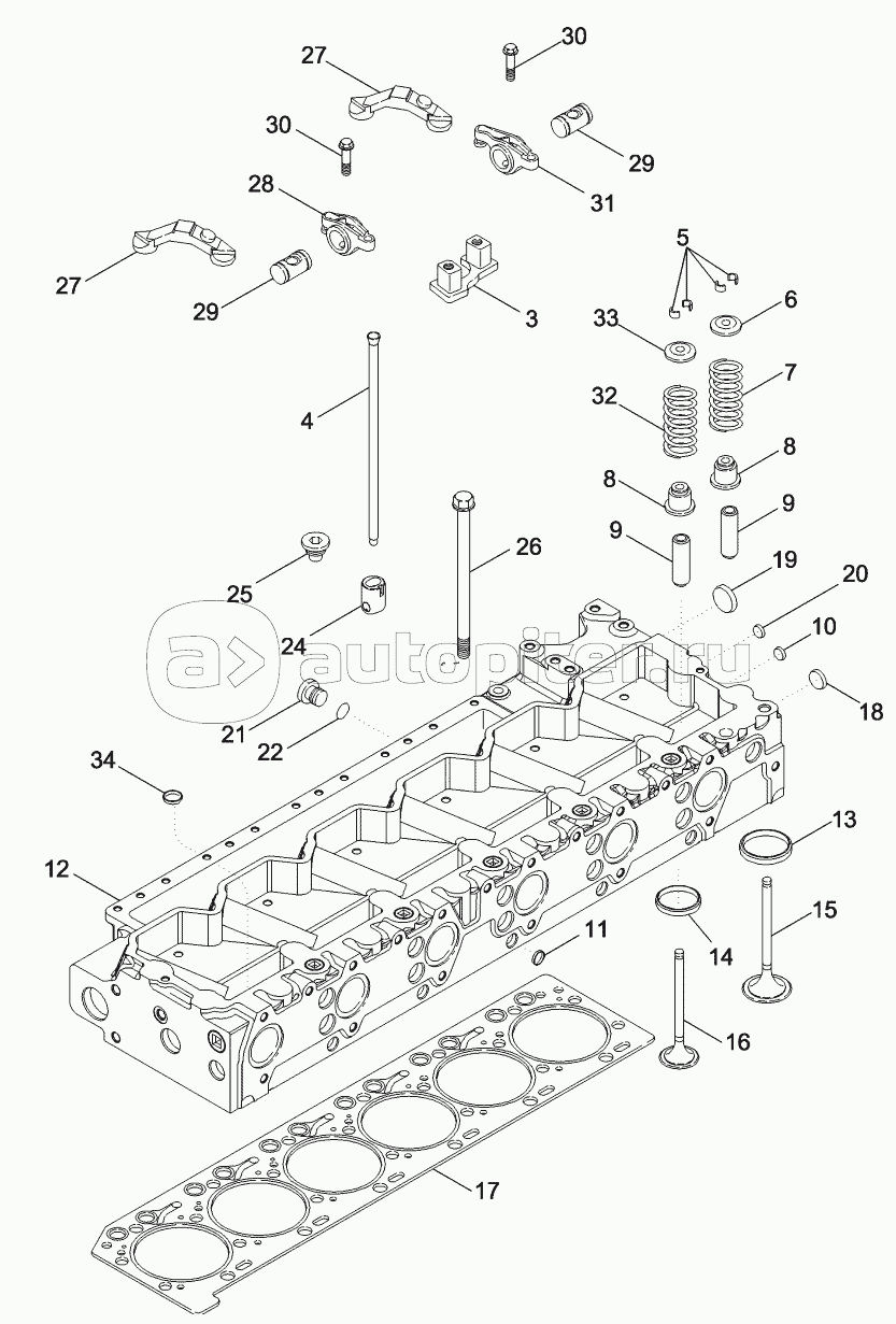 CYLINDER HEAD - VALVE MECHANISM, MX275, 305, MAGNUM 275, 305, AND 335