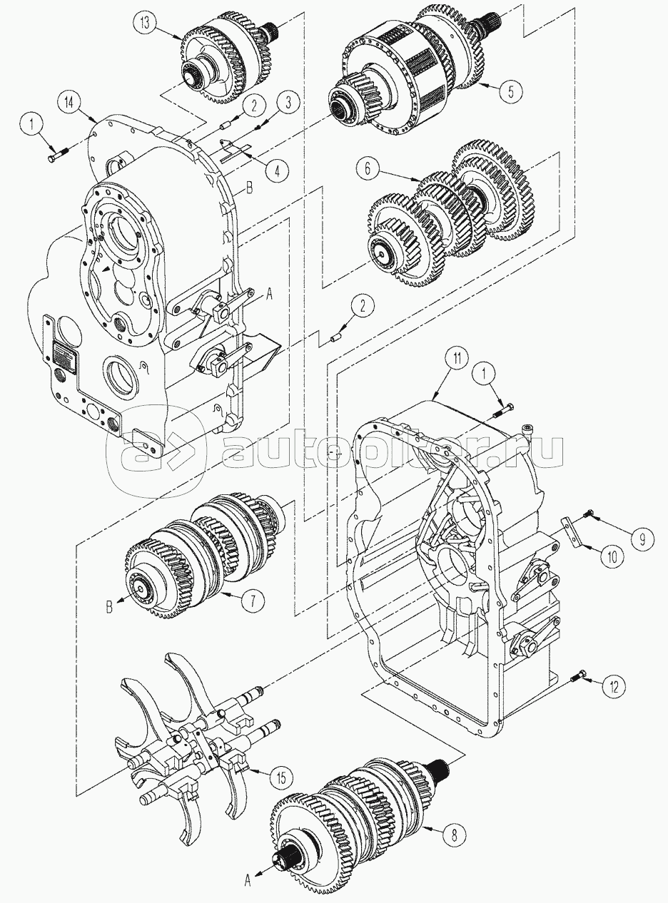 MANUAL SHIFT TRANSMISSION - SHAFT ASSEMBLIES AND SHIFTER FORKS
