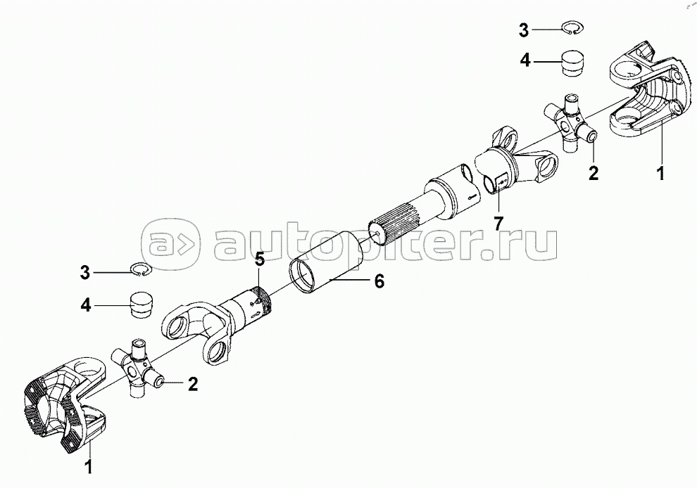 T31R-PS-03 Propeller Shaft With Spline Shaft Fork Assembly