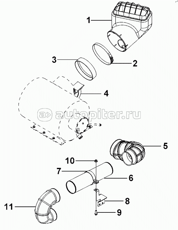T31R-ES-12 Intake Pipe Group Connecting Air Cleaner To Engine
