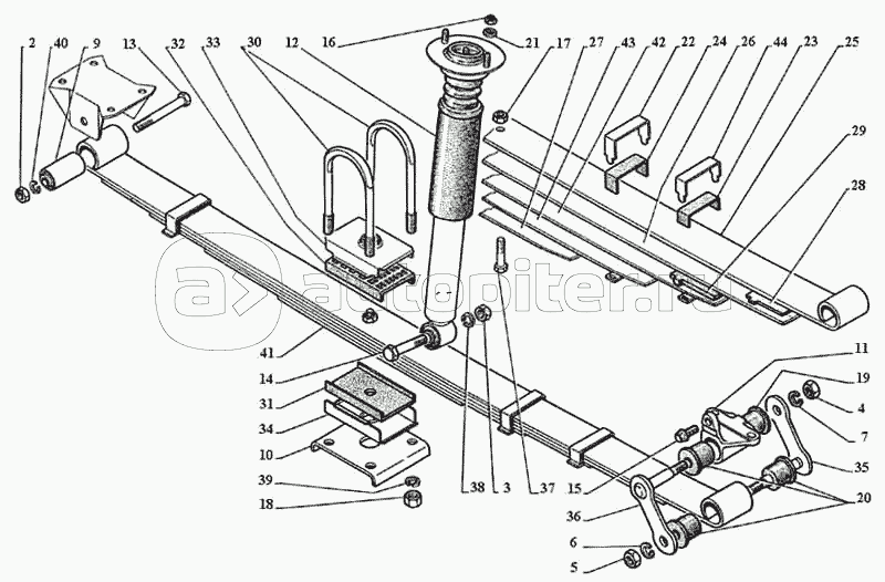 Рессора задней подвески, крепление амортизатора