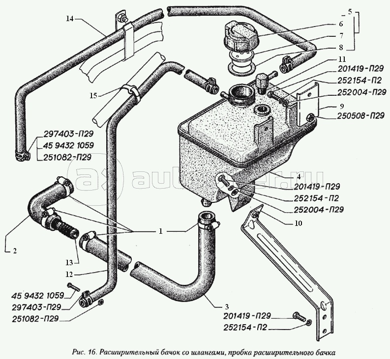 Расширительный бачок со шлангами, пробка расширительного бачка