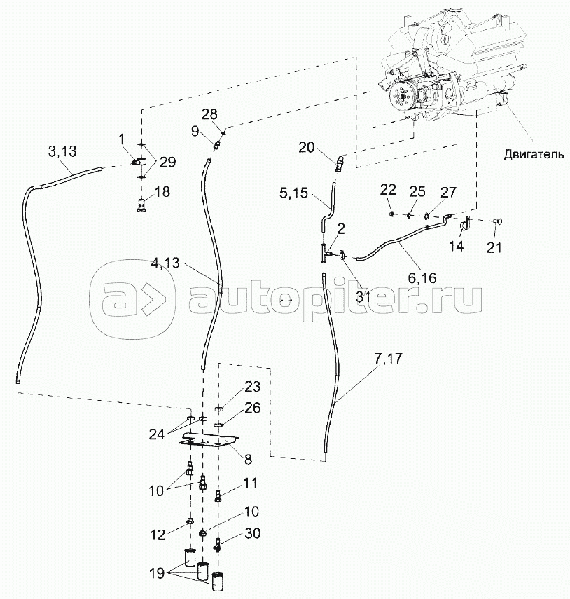 Установка сливных рукавов КЗК-12-3-0106490