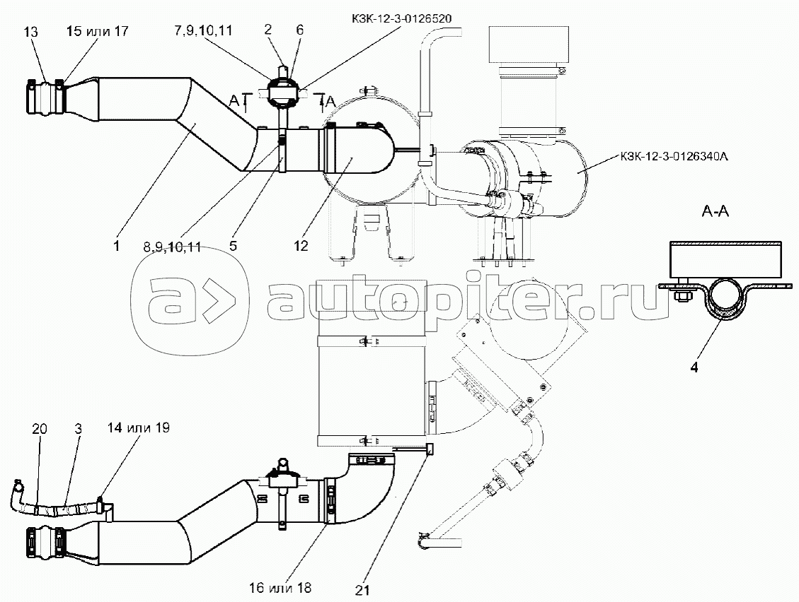 Установка трубы воздушной КЗК-12-3-0126350А