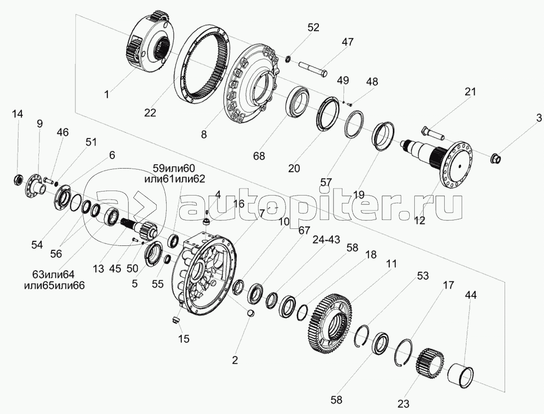 Редуктор бортовой КВК 0106020-01 (зеркальное отражение)