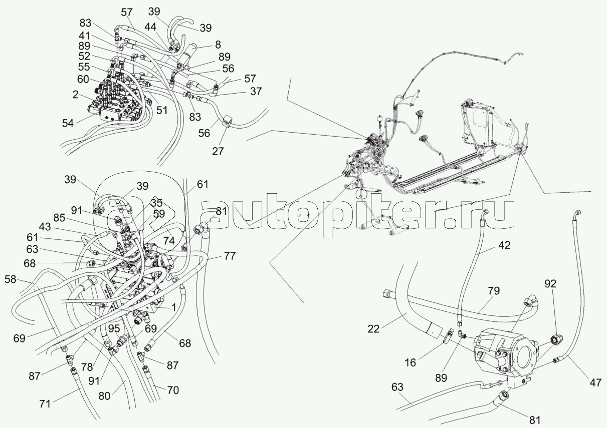 Гидросистема рулевого управления и силовых гидроцилиндров КВК 0602000Б (лист 4)