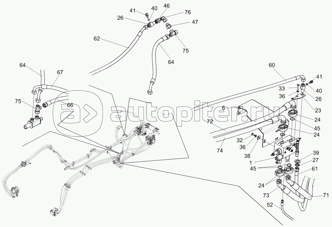 Гидросистема привода питающего аппарата КВК 0604000Б (лист 3)