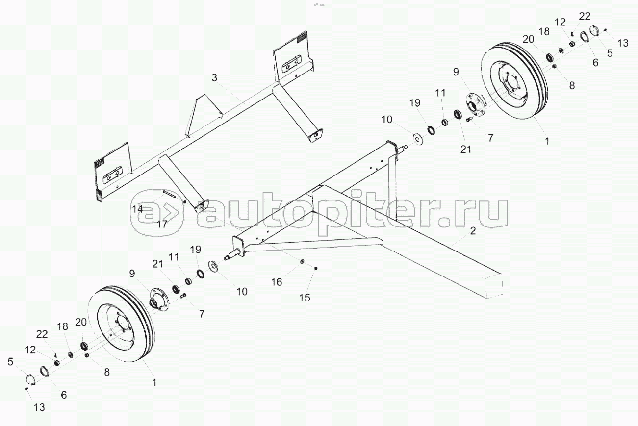 Тележка транспортная КЗК 1590010А (установка задних колес и балки габаритной)