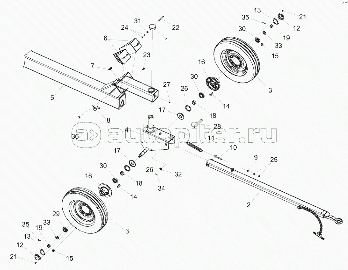 Тележка транспортная КЗК 1590010А-04 (установка оси передней и дышла)
