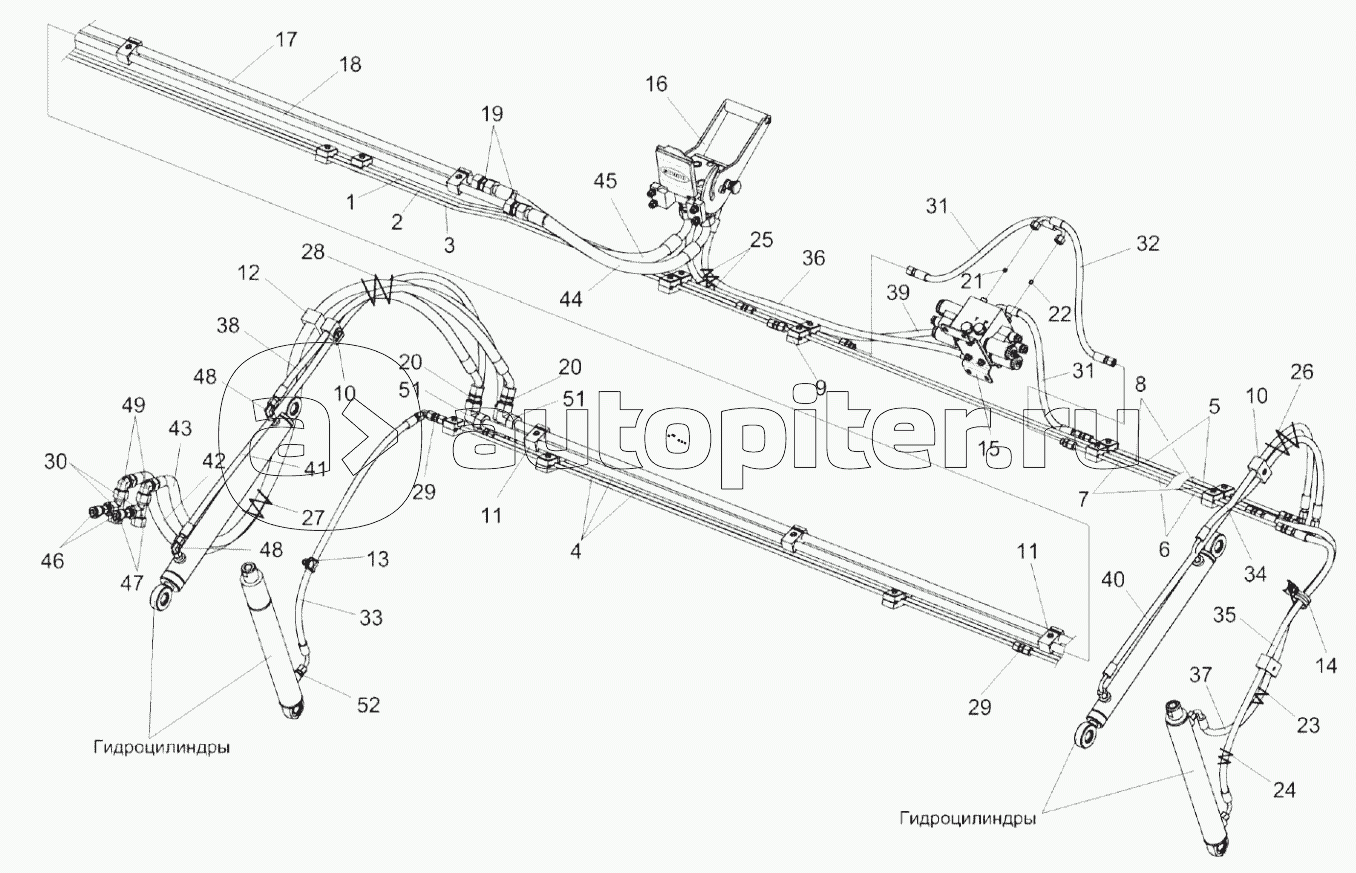 Гидросистема жатки для сои ЖЗС-9-2 КЗК-1492-0687000