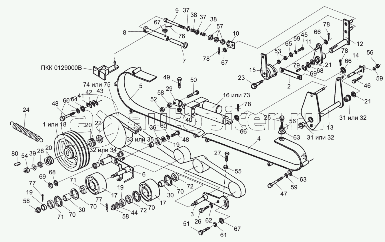 Шкивы, ограждения привода ротора измельчителя