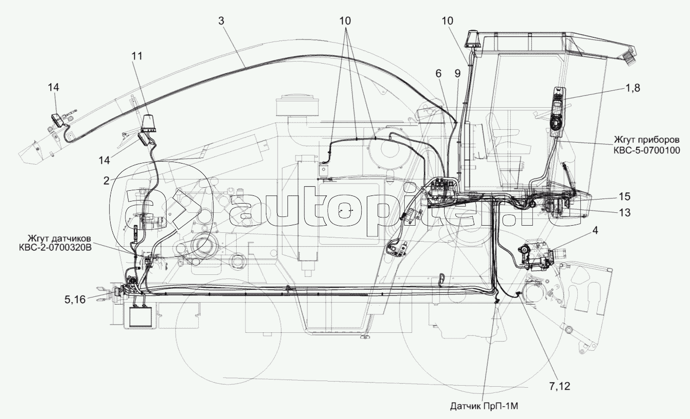 Электрооборудование измельчителя самоходного КВС-5-0100000 (вид справа)