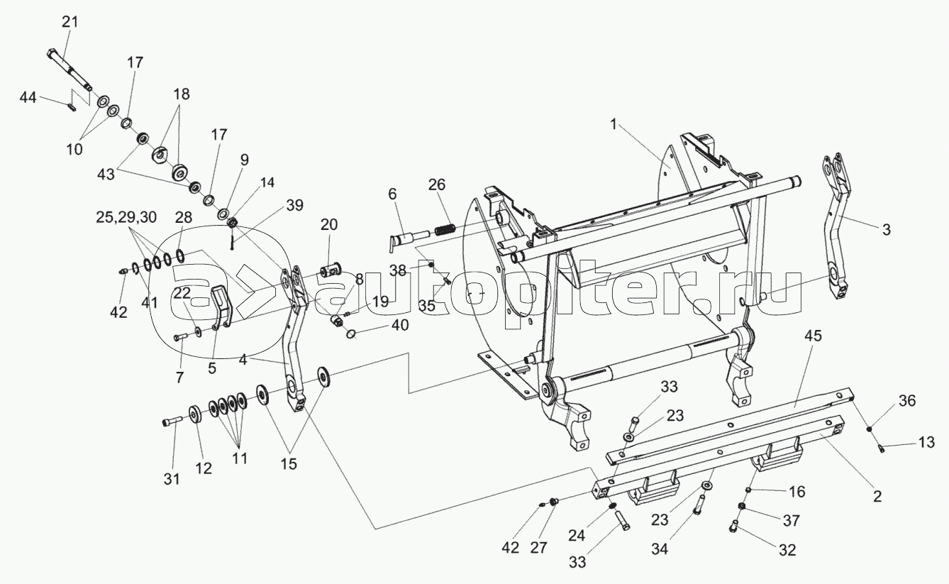 Установка рычагов КВС-2-0117020 и КВС-2-0117020-01