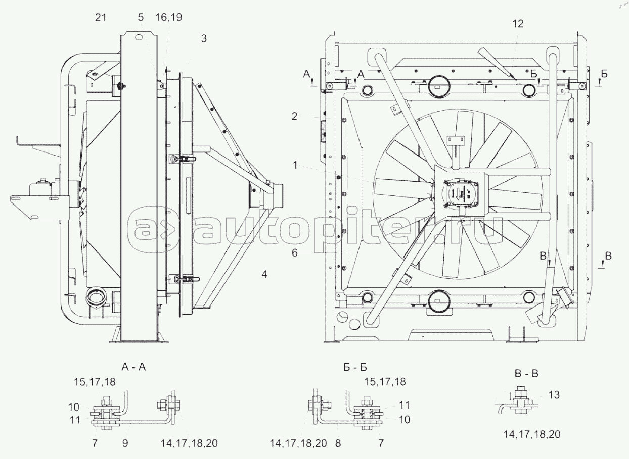 Установка блока радиаторов КВС-8-0152000