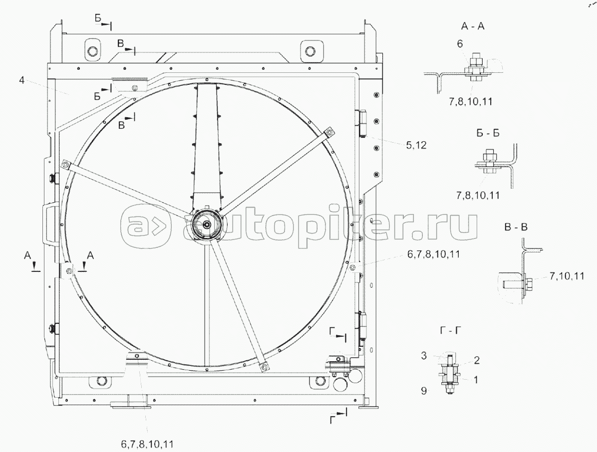 Установка блока радиаторов КВС-8-0152000