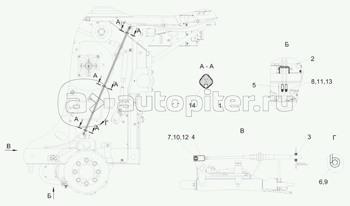 Установка тросов управления КПП КЗК-5-0119090