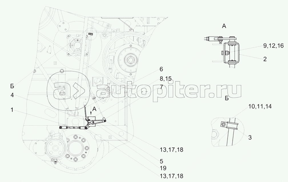 Установка троса стояночного тормоза КЗК-5-0119160