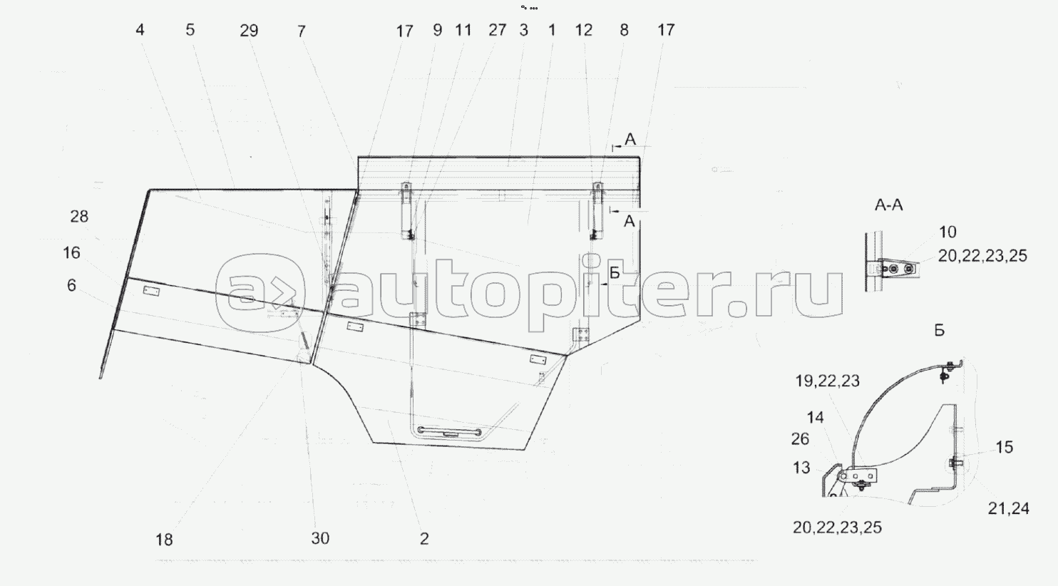 Установка капотов и ограждений КЗК-10-6-0128000 (вид справа)