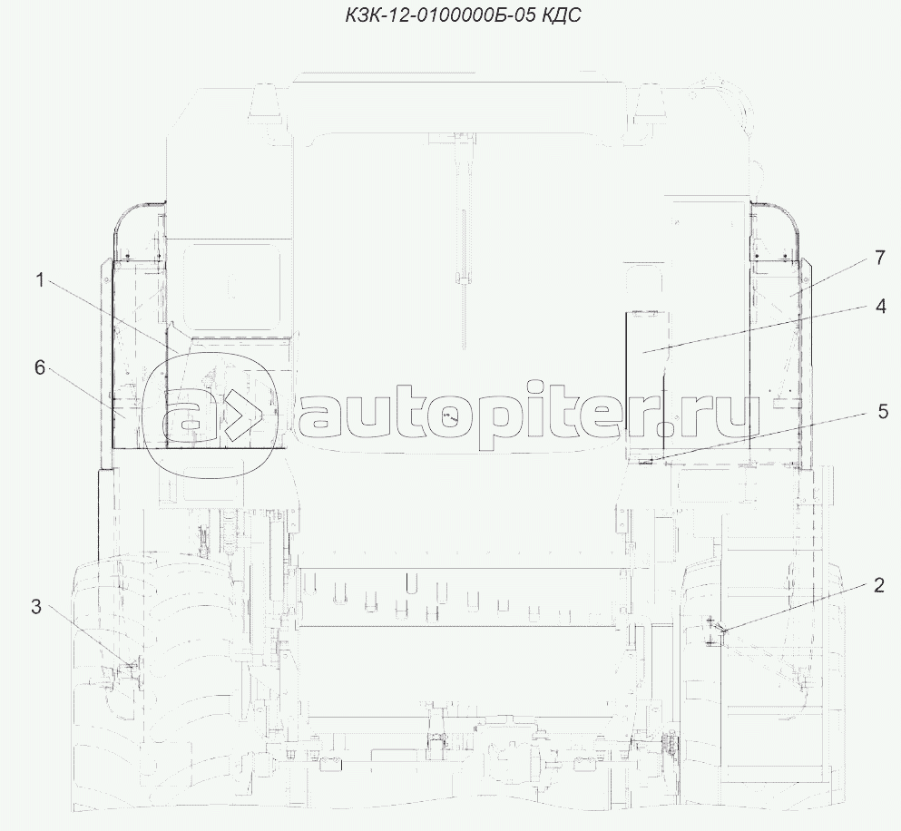 Установка капотов и ограждения КЗК-12-0128500А-01 (вид спереди)