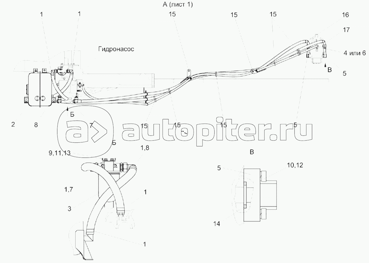 Гидросистема привода ходовой части КЗК-8А-0601000-01 (лист 2)