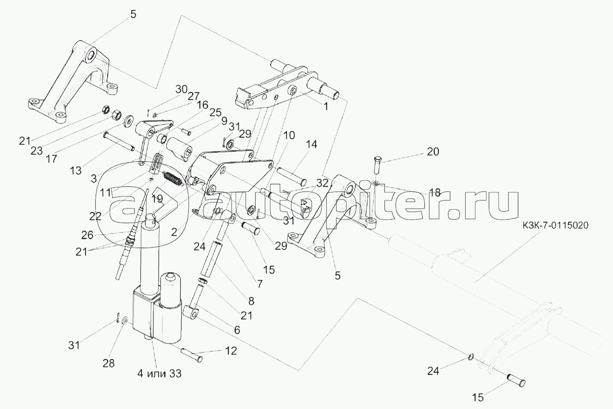 Механизм подъема подбарабанья КЗК-8А-0115000 (установка электромеханизма)
