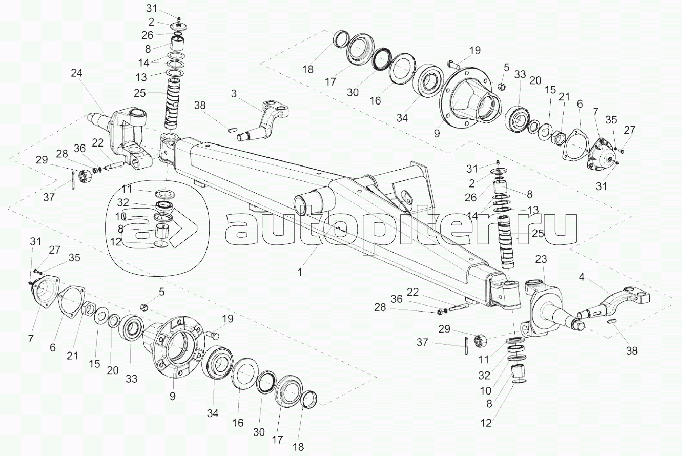 Мост управляемых колес КЗК 0109000 (лист 1)