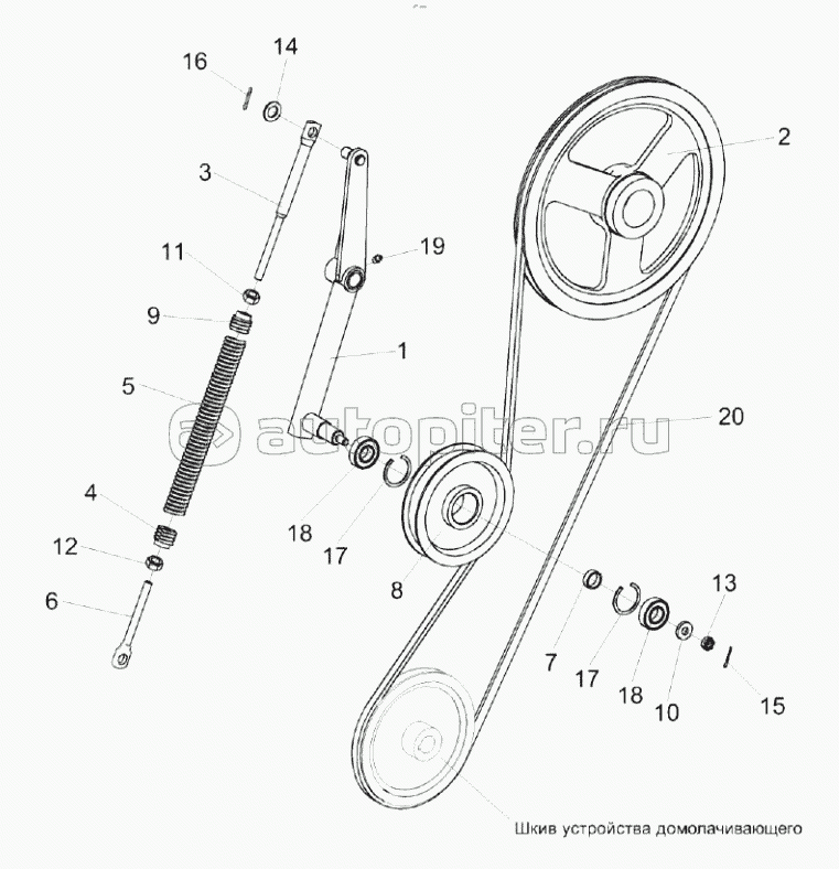 Установка привода устройства домолачивающего