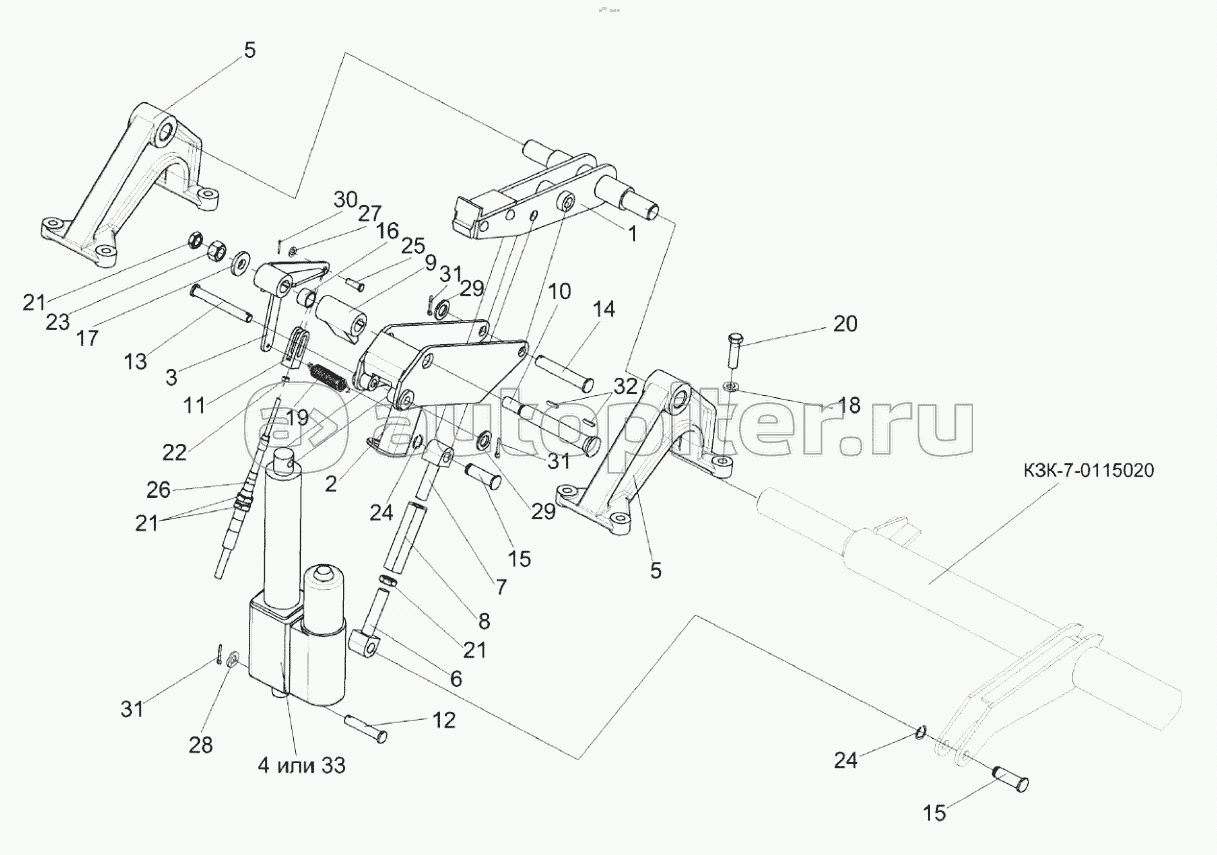 Механизм подъема подбарабанья КЗК-8А-0115000 (установка электромеханизма)