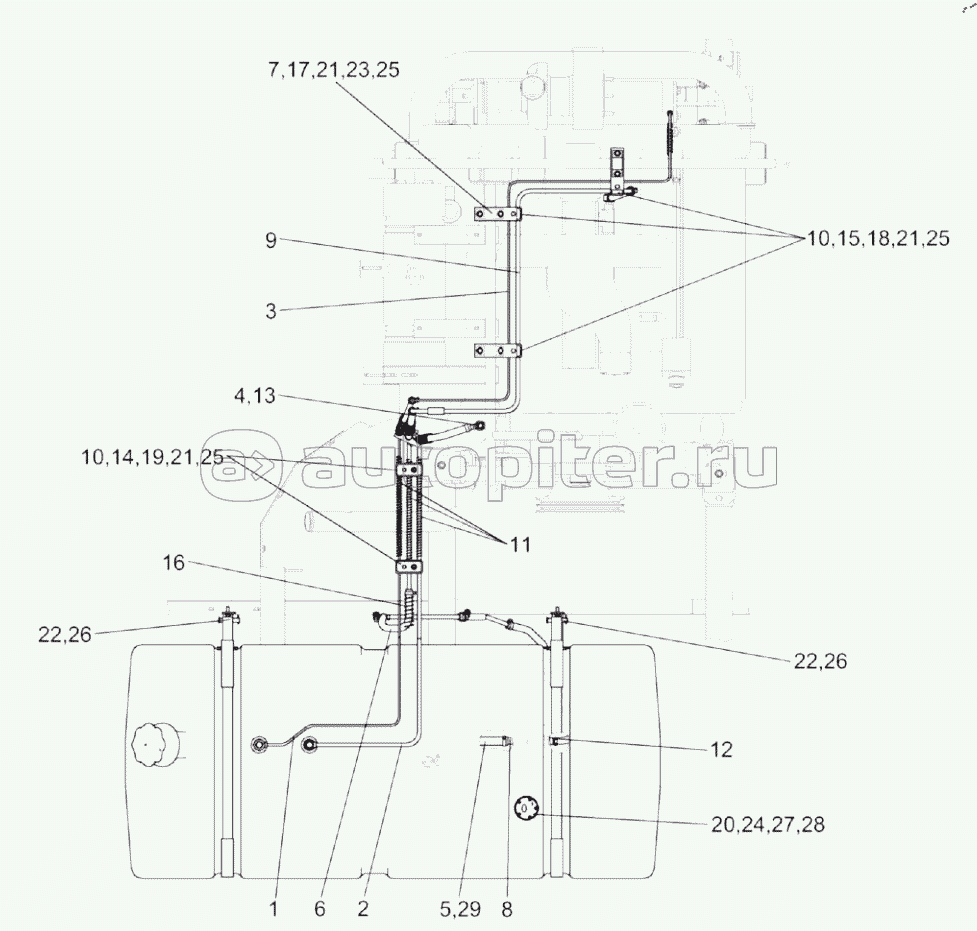 Установка бака топливного КЗК-12-0126600