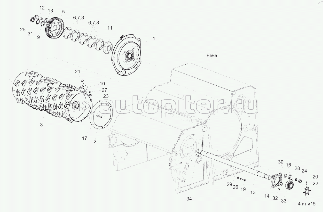 Аппарат молотильный КЗК-12А-1-0102000-01 (установка барабана ускоряющего)