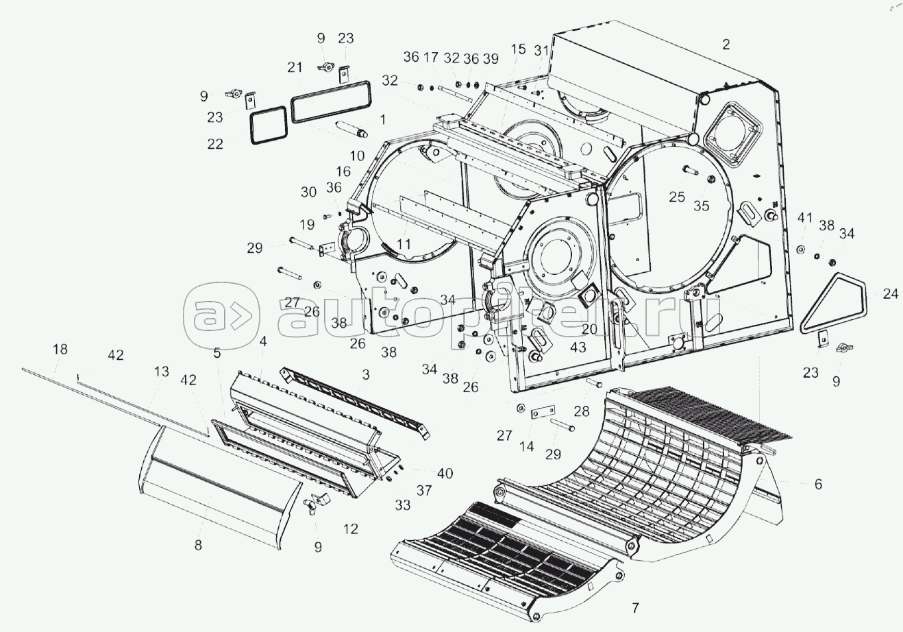 Аппарат молотильный КЗК-12А-1-0102000-01 (камнеуловитель, подбарабанья)