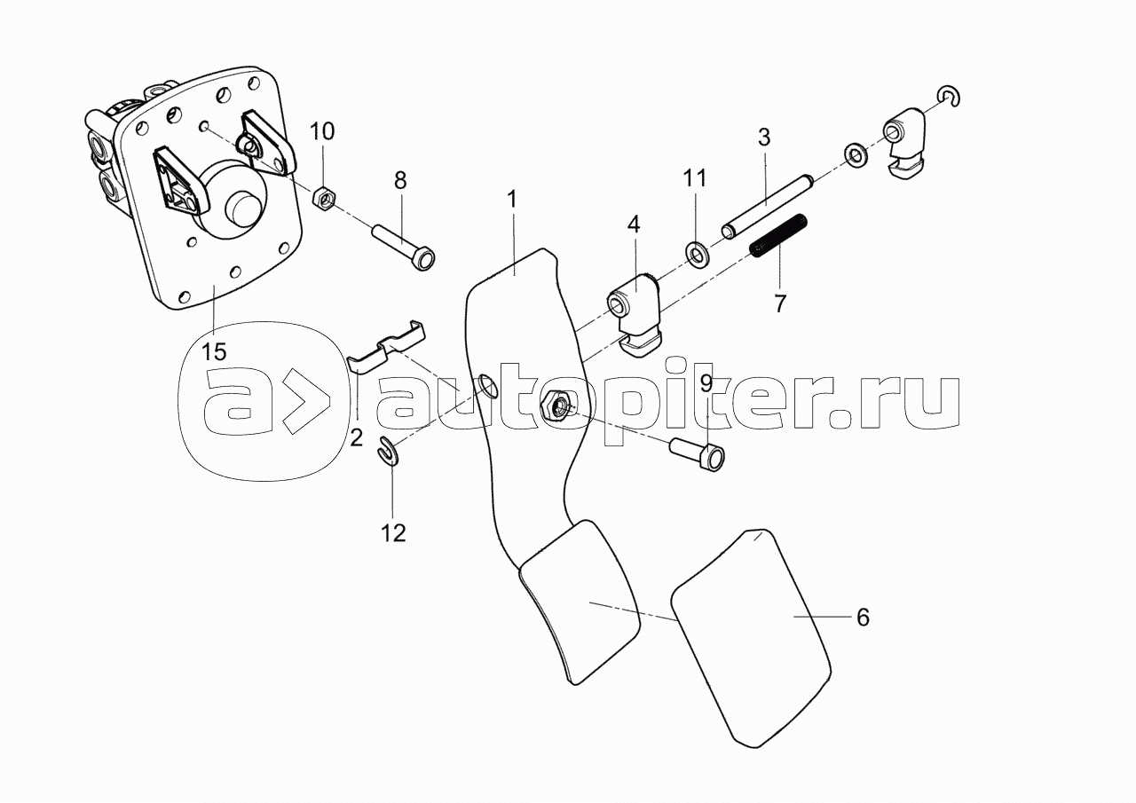 3297-3514208 Кран тормозной двухсекционный с педалью