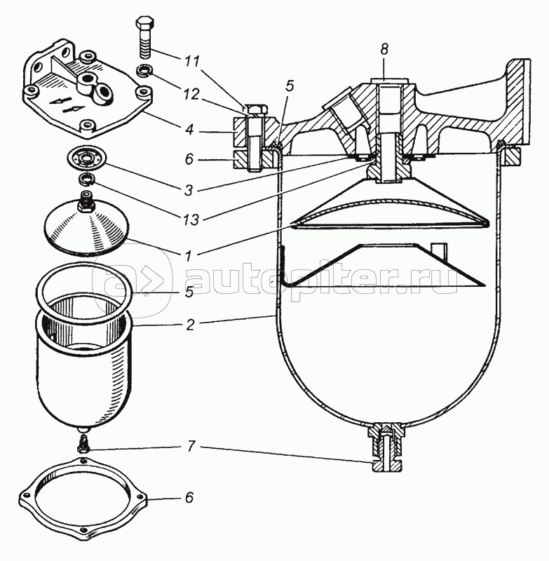 740.1105010-1 Фильтр грубой очистки топлива (ФГОТ) в сборе