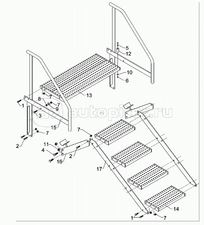 Step with platform 4STU.m.STR.1100-1850 Sol.S