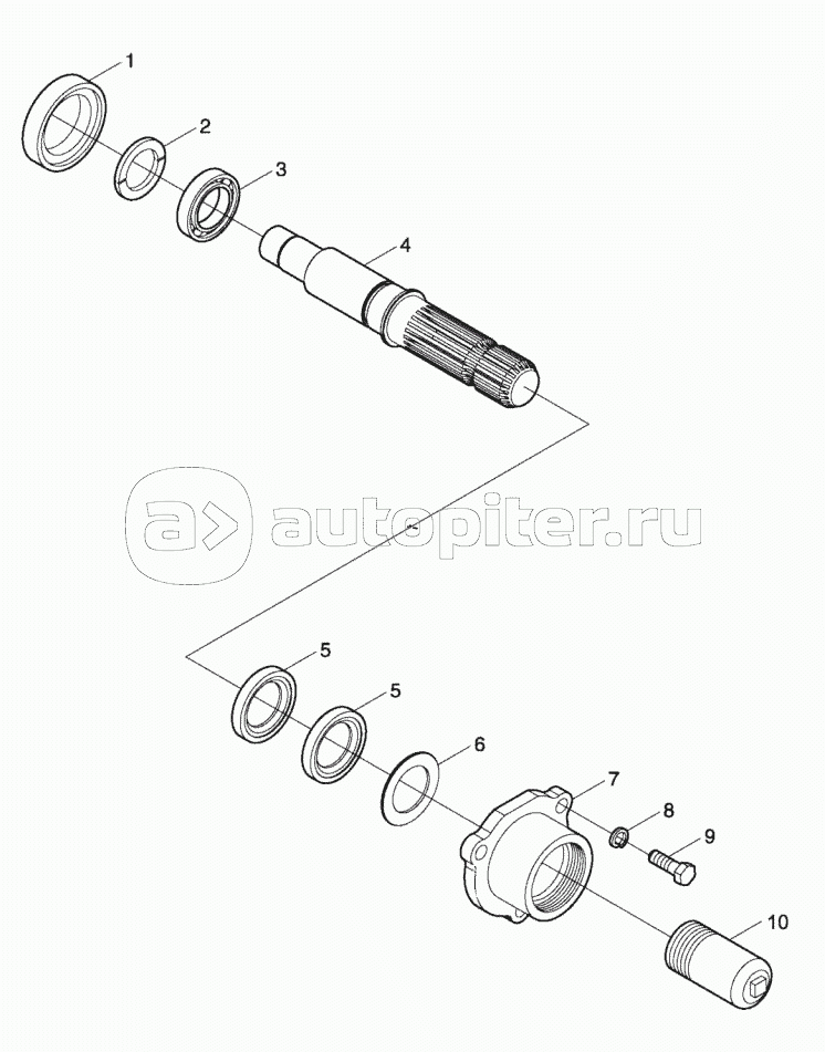 ТЕ250.411В Вал отбора мощности в сборе (6-ти шлицевой)