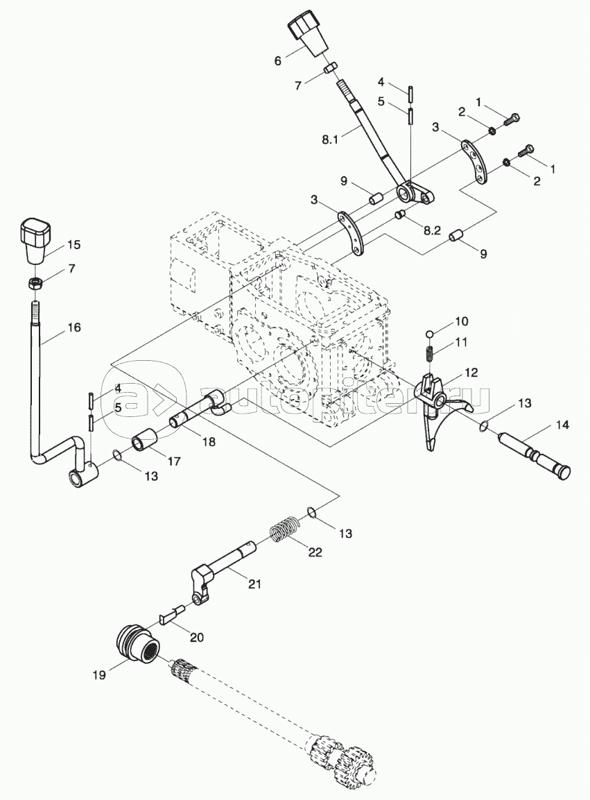 ТЕ250.413В Механизм управления валом отбора мощности в сборе