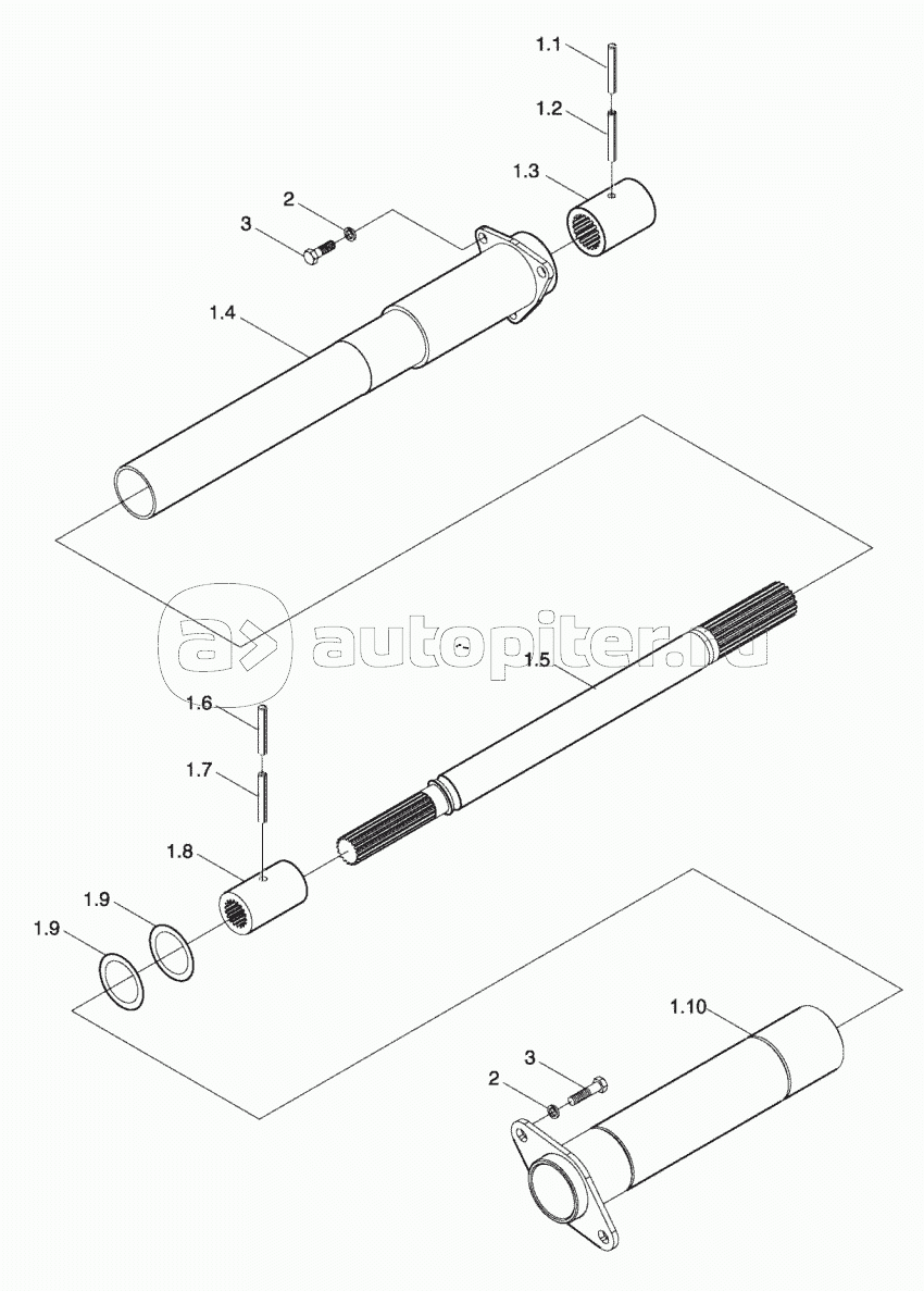 ТЕ254.422А Вал привода переднего моста в сборе