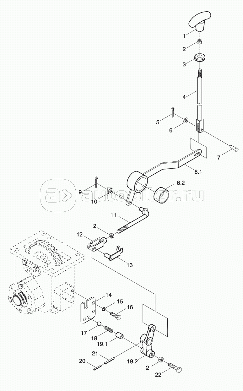 ТЕ254.423А Механизм управления приводом переднего моста в сборе