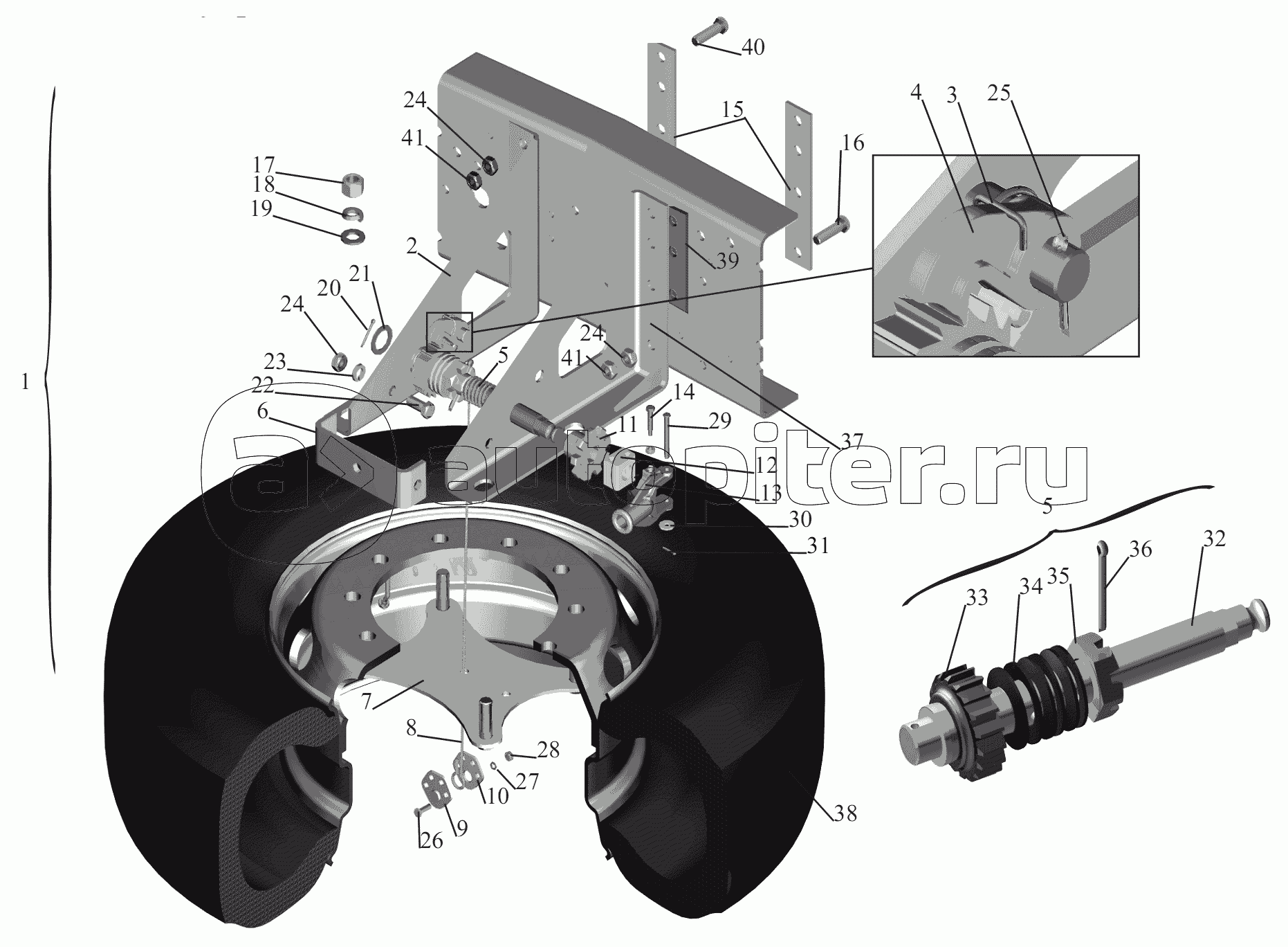Установка запасного колеса 544008-3100001-010, (-710), (-711), (-712), (-740), (-760)