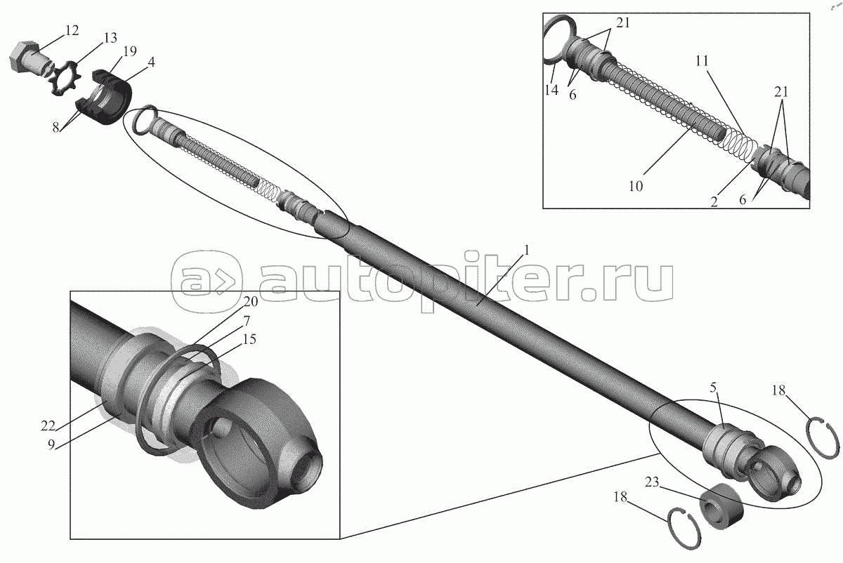 Шток с поршнем и крышкой 6430-5003040-010
