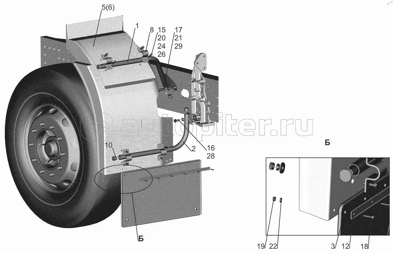Установка брызговиков передних колес 643019-8400030