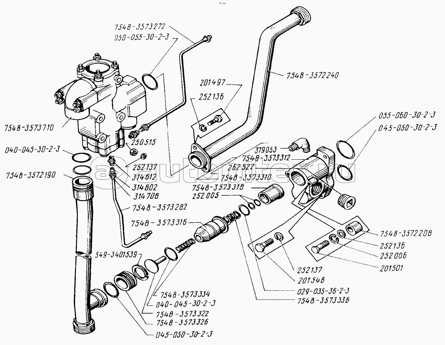 Клапан подпорный и трубопроводы гидравлического тормоза