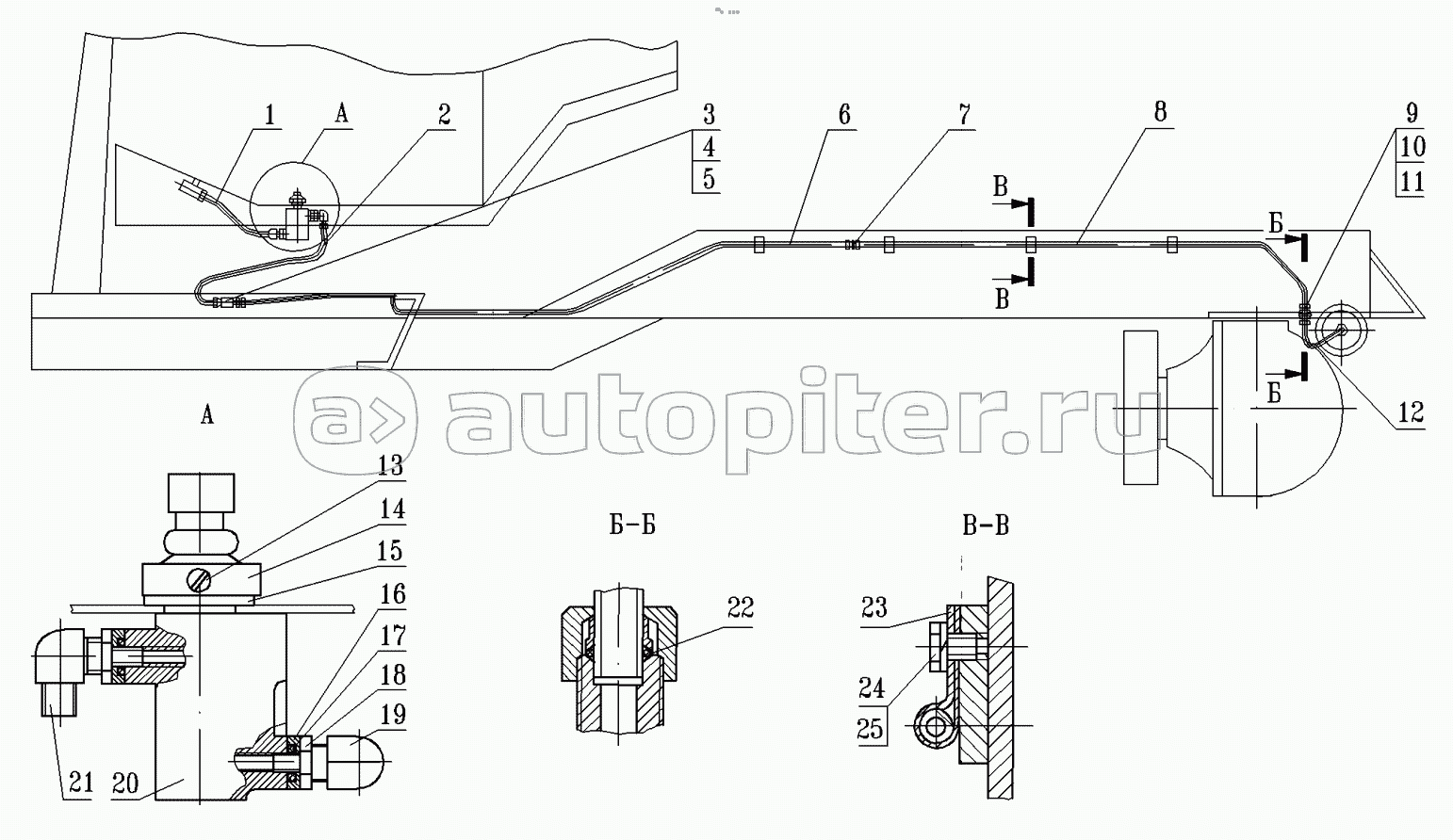 Пневмопривод блокировки дифференциала заднего моста