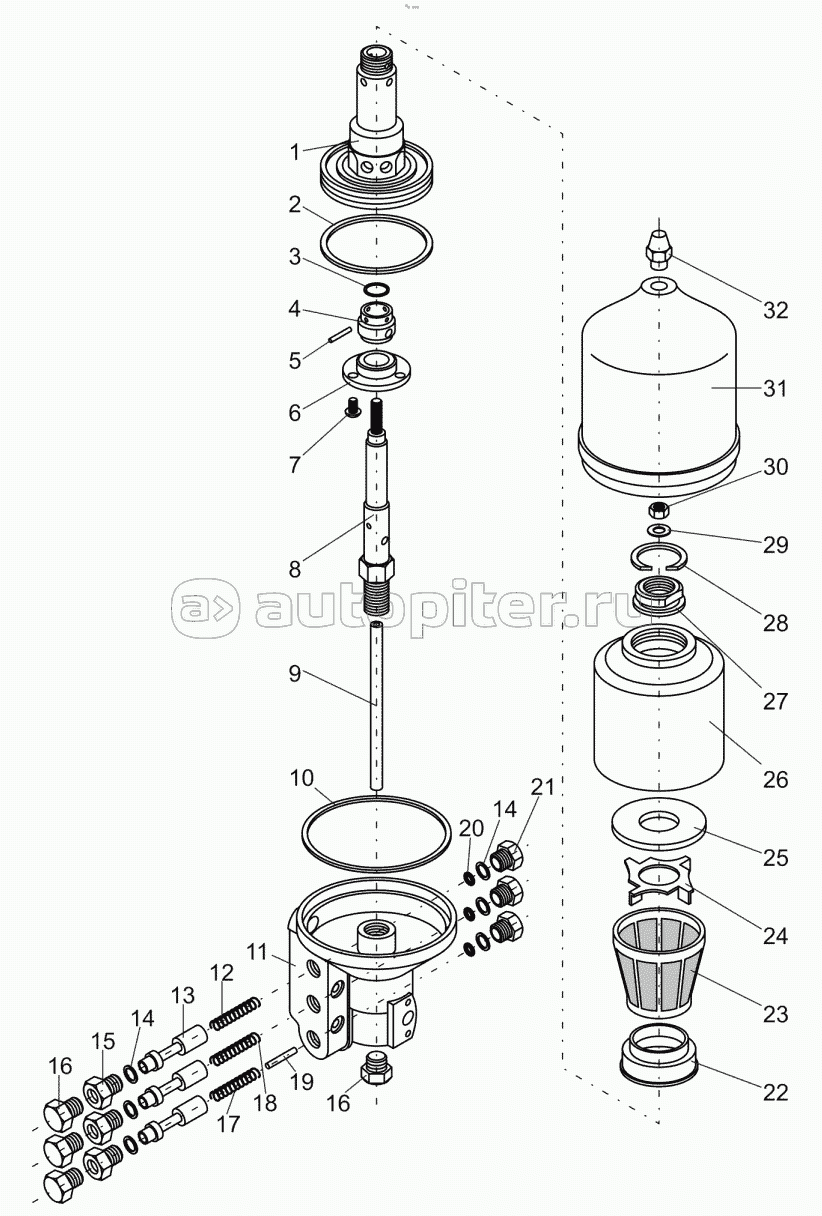 Фильтр-распределитель. Ротор с осью. Ось ротора. Стакан ротора. Сетка фильтрующая