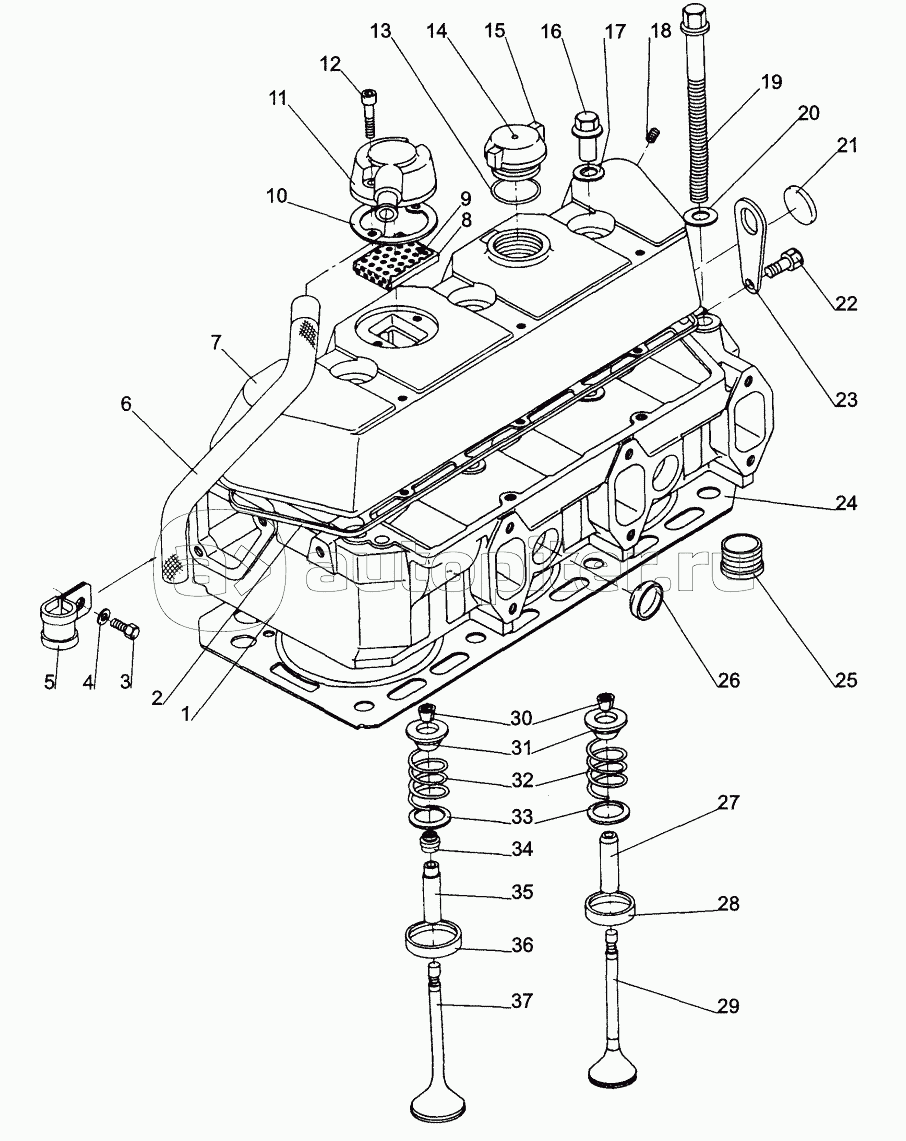 Головка цилиндров, клапаны;Cylinder Head, Valves