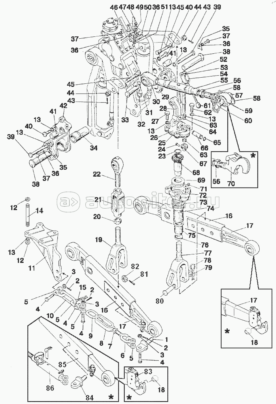 Механизм задней навески (с гидроподъемником)