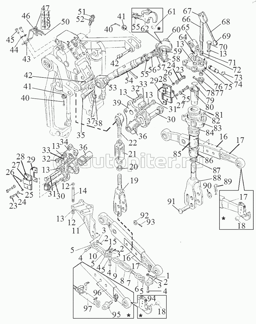Механизм задней навески (с гидроподъемником)