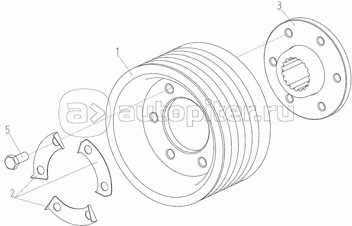 Шкив (142.28.05.130), ллюстрация действительна для техники, произведенной с 20090201
